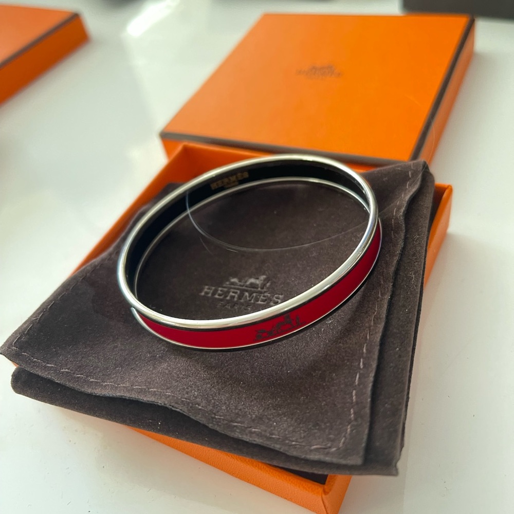Hermes Uni Bangle red/silver NEW